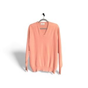 Vintage Christian Dior Unisex Large Coral V-Neck Sweater